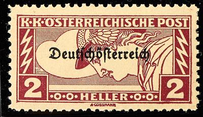 * - Österr. Eilmarke 1919 - 2 Heller(Nr. 252) mit waagr. Probeaufdr."Deutschösterreich"in der Mitte der Marke, - Známky