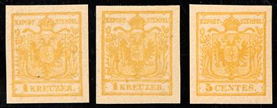 * - Österr. Fellner ND 1885 2 Kreuzer in Nuanchen u. 5 Centes 1850, - Známky