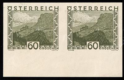 ** - Österr. Nr. 499 U/509 U Grosse landschaft (ohne Nr. 499 und 503), je im waagrechten ungezähnten PAAR - Stamps