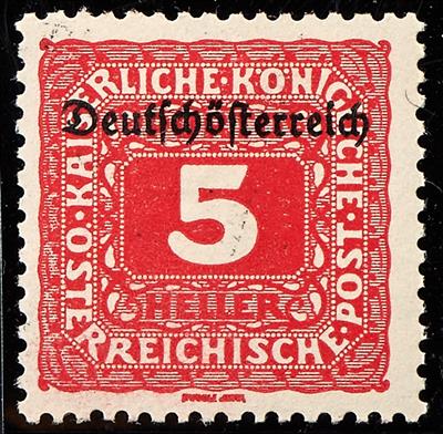 * - Österr. Porto Nr. 64 (1918 - 5 Heller) mit waagr. Probeaufdruck "Deutschösterreich" - Francobolli