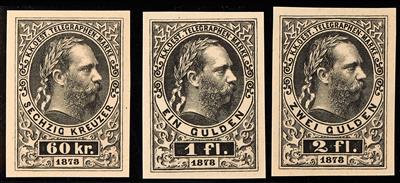 (*) - Österr. Telegrafenm. Nr.10 P/17 P Bogenproben in  Schwarz auf Kreidepap., - Stamps