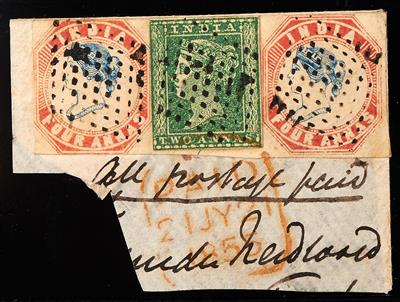 Briefstück - Indien, SG Nr. 19 im waagrechten Paar mit weitem Abstand - Francobolli