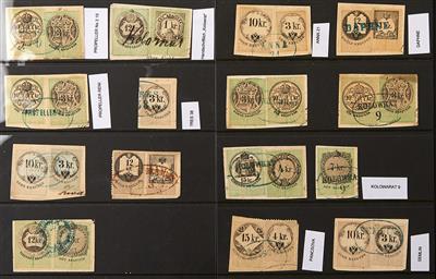 Briefstück - Österr. DDSG um 1870 - schöne Partie von 12 Ausschnitten mit Abstempelungen von DDSG-Schiffen - Stamps