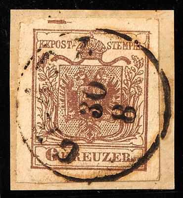 Briefstück - Österr. Nr. 4 M III auf Briefstück oben kurzer Balken - Briefmarken