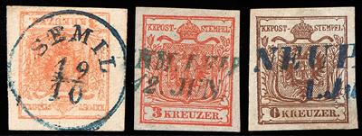 gestempelt - 3 blaue Abstempelungen von Böhm. Leippa, - Stamps