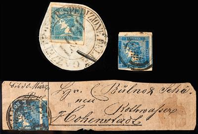 gestempelt/Briefstück - Österr. Nr. 6 rare Stempedokumentation auf Marken/teilen, - Briefmarken