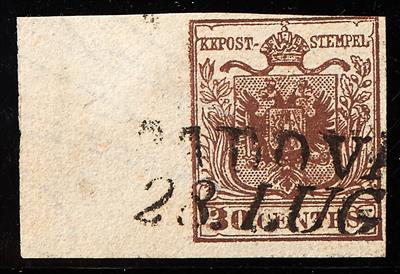 gestempelt - Lombardei-Venetien Nr. 4 H I dunkelbraun, - Stamps
