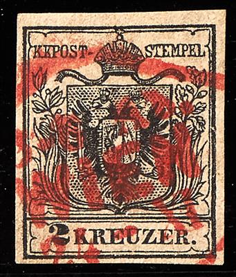 gestempelt - Nr.2 M mit rotem wiener Rhomben-Teilstpl., - Briefmarken