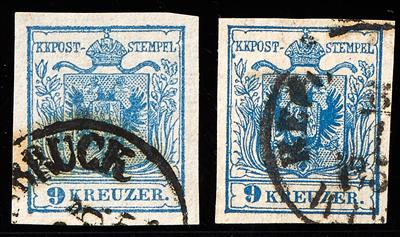 gestempelt - Nr. 5H Type I mit "Tiefer 9" und Nr. 5M Type IIIa mit "Farbfleck links", - Stamps