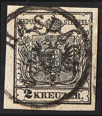 gestempelt - Österr. Nr. 2 H III mit fast inschriftkomplettem Stempel "HASLACH" (OÖ), - Briefmarken