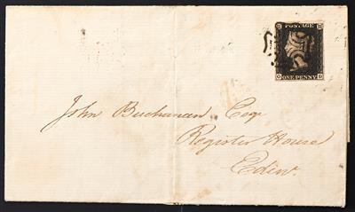 Poststück - Großbrit. Nr. 1 (Penny Black), - Briefmarken