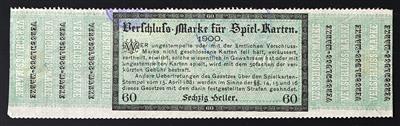 Poststück - Österr. 1885/1934 - 6 Verschlussmarken für Spielkarten - Briefmarken