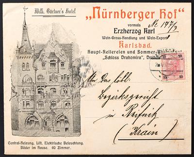 Poststück - Österr. 1902/1913 - 3 sehr dekorative Werbebriefe "Nürnberger Hof" in Karlsbad, - Známky