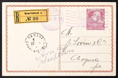 Poststück - Österr. 1909: Private Reko - Rückschein - Auslandskarte zu 60 Heller (25 h + 25 h + 10 h), - Francobolli