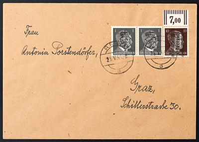 Poststück - Österr. 1945 - 4 phil. Belege Lokalausg. Grazer Pantherausgabe, - Známky