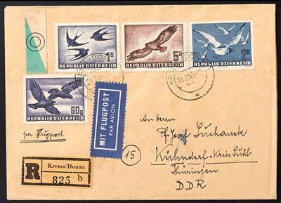 Poststück - Österr. Flugp. 1950/53 - 60 g bis 20,- S mit Zussatzfran., - Briefmarken