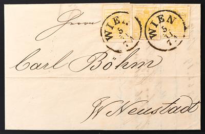 Poststück - Österr. Nr. 1 M III (3 Stück - Briefmarken