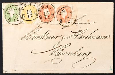 Poststück - Österr. Nr. 18 + 19 + 20 (2) als 3-Farben-Frankatur - Briefmarken