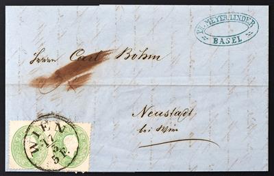 Poststück - Österr. Nr. 19 (2 Stück) auf Brief von WIEN nach Wiener Neustadt, - Známky