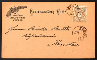 Poststück - Österr. Nr. 45 Fünferstreifen auf Rückseite eines Rekobriefes von SMICHOV nach Brumov vom 7.7.1884, - Briefmarken