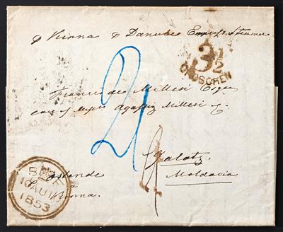 Poststück - Österr. Post in der Levante 1853/1868 - 3 Briefe Rumänische Levante mit JASSY (blau), - Stamps