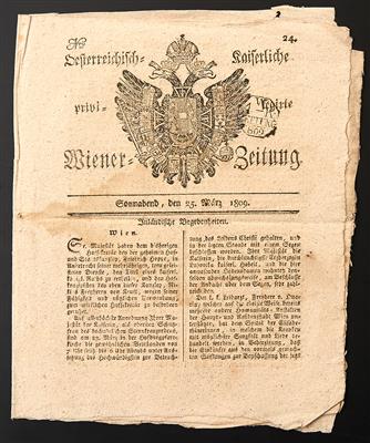 Poststück - Österr. Zeitungsstempel 1809: Zwei verschiedene "Wiener Zeitung" - Francobolli