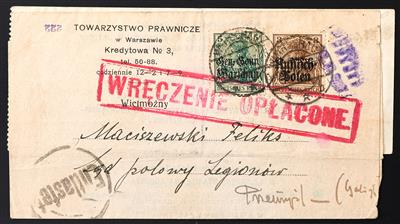 Poststück - Partie Bedarfsbelege mit Aufdruckfrankaturen meist 1917/18 aus Russ. Polen, - Stamps