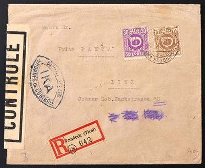 Poststück - Speziallos Österr. 1945 - 6 meist Rekobrfe. m. Zensurstpl. IKA etc., - Stamps