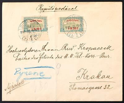 Poststück - Ungarn, Flugpost 1918, Erstflug Budapest - Krakau - Známky