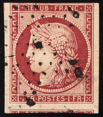 Europa Frankreich gestempelt - 1849 Freimarke 1 Franc karmin, - Briefmarken