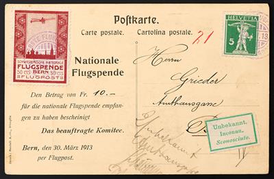 Europa Schweiz Poststück - 1913 Flugmarke - Briefmarken