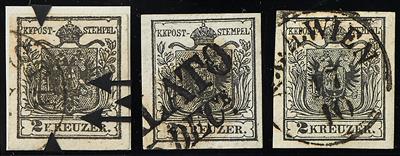 Ausgabe 1850 gestempelt - 2 Kreuzer schwarz, - Francobolli
