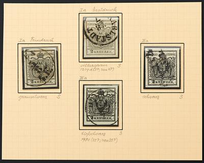 Ausgabe 1850 gestempelt - 2 Kreuzer silbergrau Type Ta Erstdruck, - Briefmarken