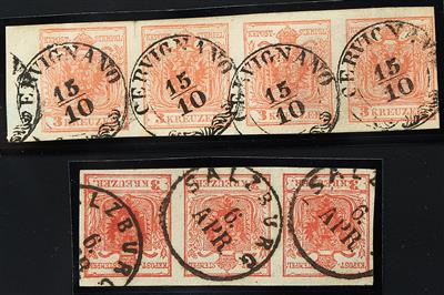 Ausgabe 1850 gestempelt - Partie Einheiten: 1 Viererstreifen,6 Dreierstreifen und 3 Paare, - Stamps