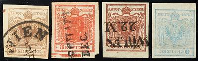 Ausgabe 1850 gestempelt - Partie mit interessanten Abarten und Farben, - Briefmarken