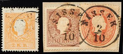 Ausgabe 1858 Briefstück/gestempelt - Spezial-Partie Farben, - Briefmarken