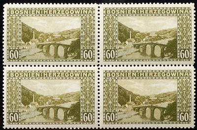 Bosnien **/* - 1912 Freimarken alle Farbproben 12 Werte im Viererblock komplett, - Briefmarken