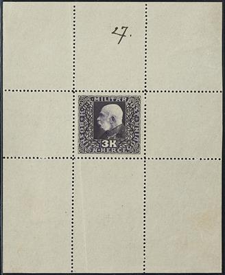 Bosnien (*) - 1916 Probe 3 Kronen grauviolett gezähnt im Kleinbogen, - Briefmarken