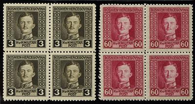 Bosnien ** - 1917 Kaiser Karl 3 Heller grauschwarz und 60 Heller lilarot, - Briefmarken
