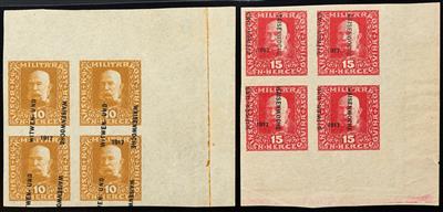 Bosnien ** - 1917 Witwen-und Waisenwoche ungezähnt mit stark verschobenen Aufdruck im Viererblock komplett, - Briefmarken