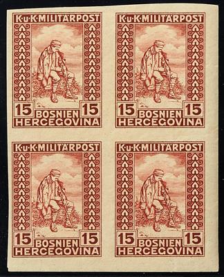 Bosnien ** - 1918 Invaliden-Ausgabe im Viererblock gezähnt und ungezähnt komplett, - Stamps