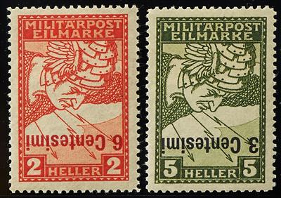 Feldpostmarken Italien * - 1918 Eilmarken mit rotem und schwarzem Aufdruck kopfstehend, - Známky