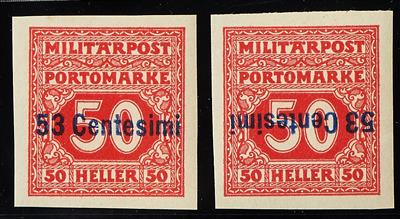 Feldpostmarken Italien * - 1918 Portomarken mit blauem Aufdruck, - Známky