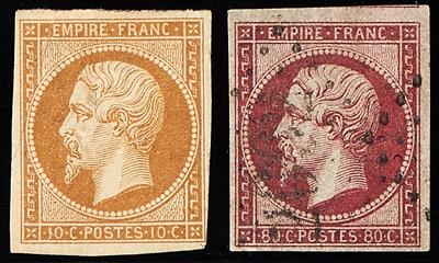 Frankreich */gestempelt - 1853 Freimarken Napoleon Lot mit 21 schönen Marken, - Známky