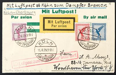 Katapult Poststück - 1929 Deutschland/USA: 7 schöne Katapultpost-Briefe (Haberer 3b,3c,4a,5a,5b,5b, - Briefmarken