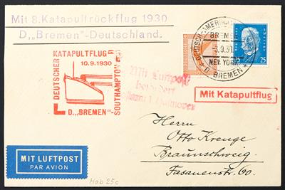 Katapult Poststück - 1930 Deutschland/USA: 5 gute Belege mit allen Spezialstempeln(Haberer 22c, - Briefmarken