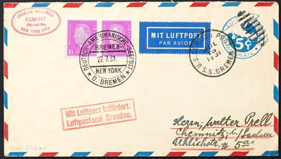 Katapult Poststück - 1931 Deutschland/USA: 4 schöne - Francobolli