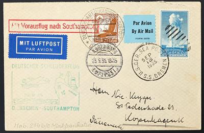 Katapult Poststück - 1935 Deutschland/USA: 4 seltene Schleuderflugbelege, - Stamps