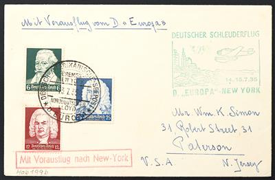 Katapult Poststück - 1935 Deutschland/USA: 5 schöne Belege mit seltenen Frankaturen, - Francobolli
