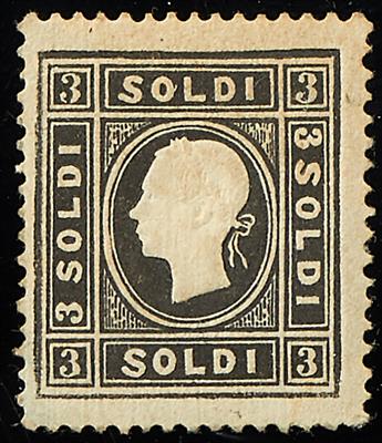 Lombardei Ausgabe 1858 **/* - 3 Soldi schwarz Type I mit vollem Original-Gummi, - Stamps